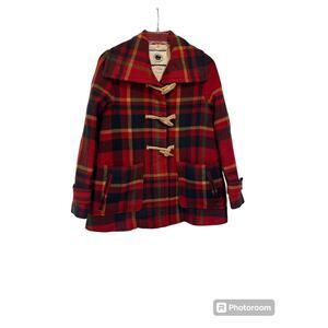 AnthropologiE Daughters Of Liberation Plaid Toggle BLANKET Coat SZ 0